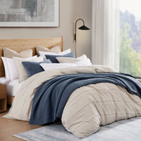 100% French Flax Linen Variegated Stripe Duvet Cover Set Duvet Cover