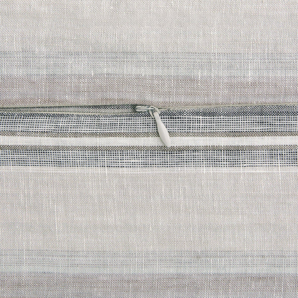 100% French Flax Linen Variegated Stripe Duvet Cover Set - Charcoal Duvet Cover