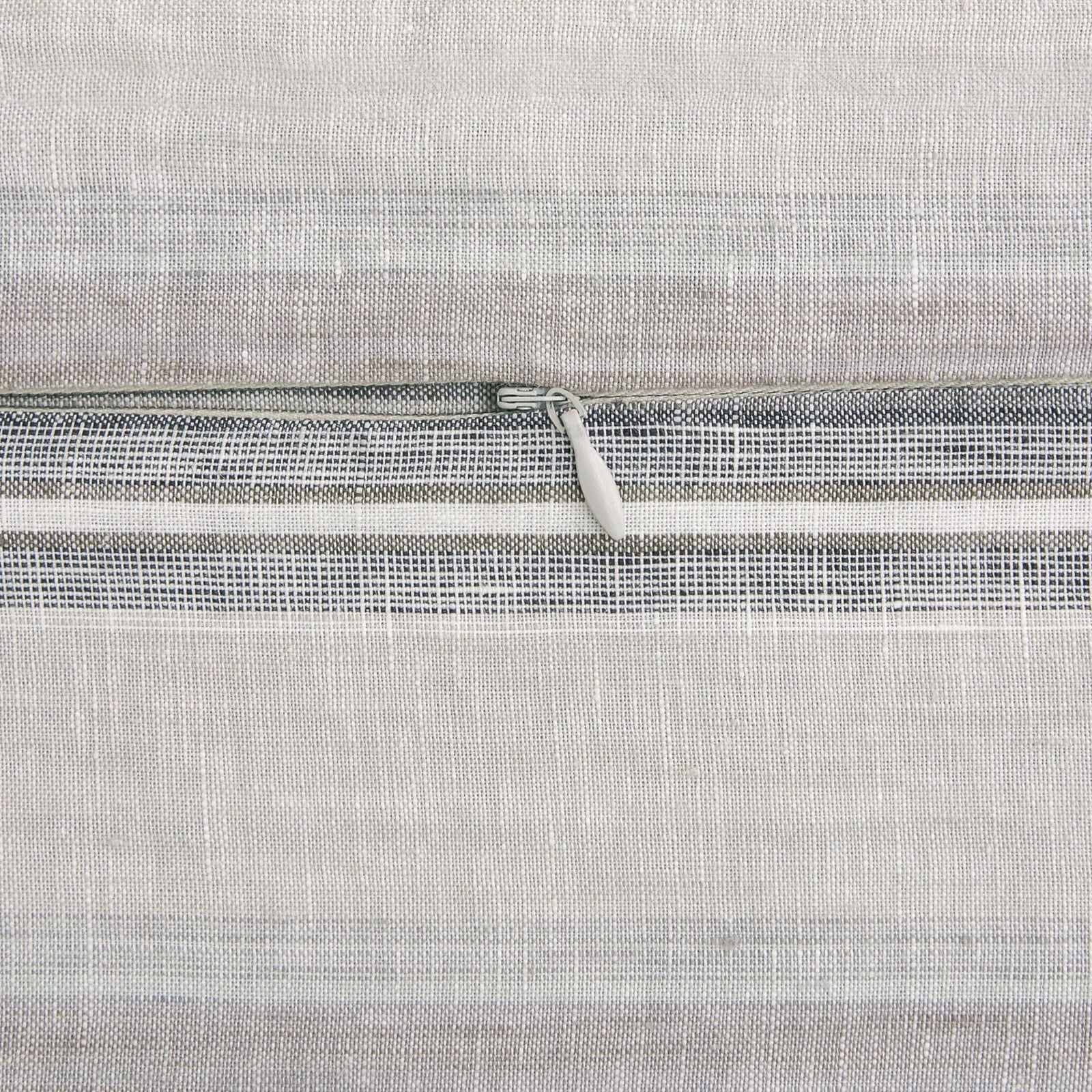100% French Flax Linen Variegated Stripe Duvet Cover Set - Charcoal Duvet Cover