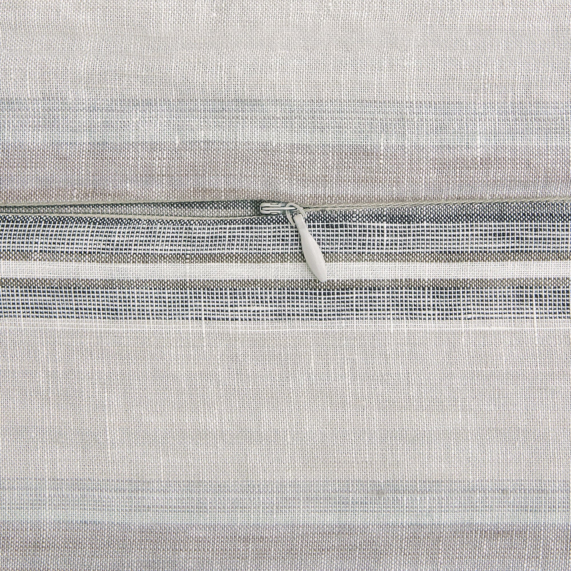 100% French Flax Linen Variegated Stripe Duvet Cover Set - Charcoal Duvet Cover