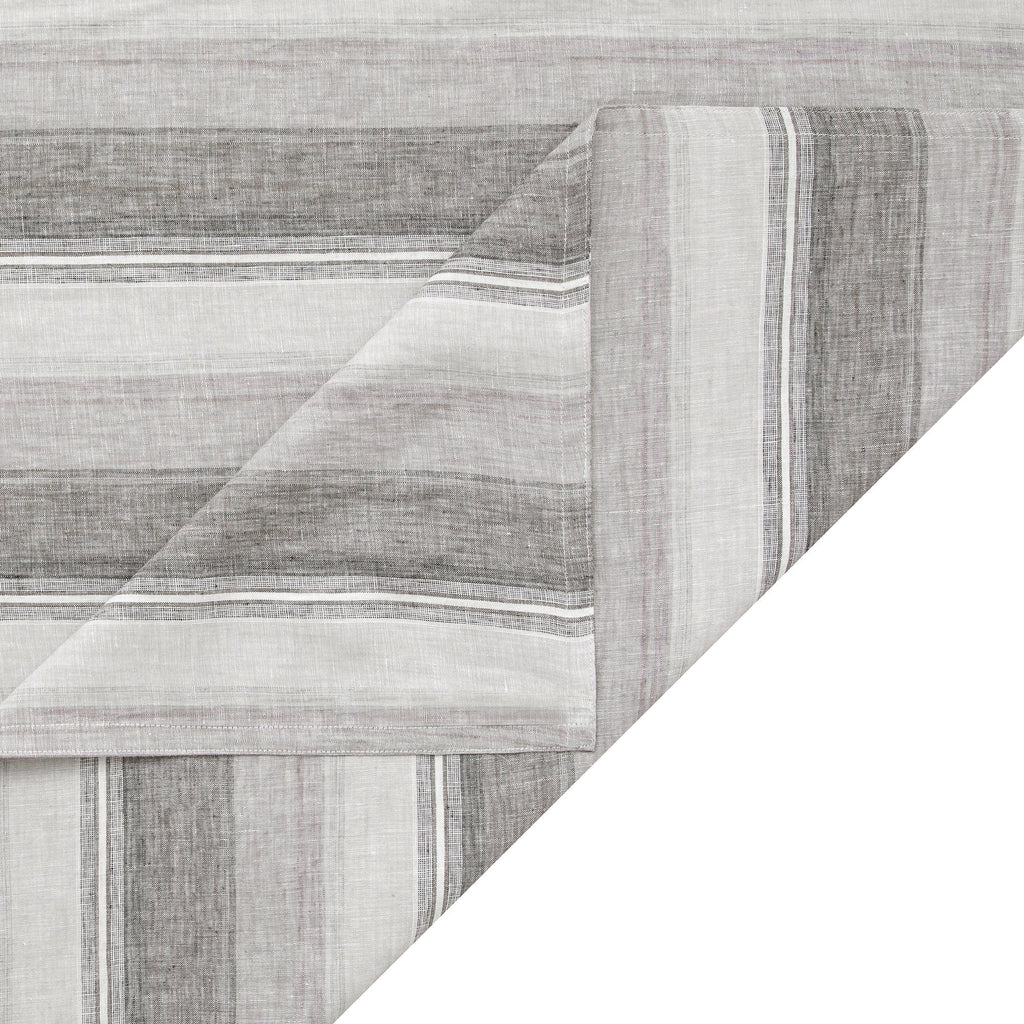 100% French Flax Linen Variegated Stripe Duvet Cover Set - Charcoal Duvet Cover