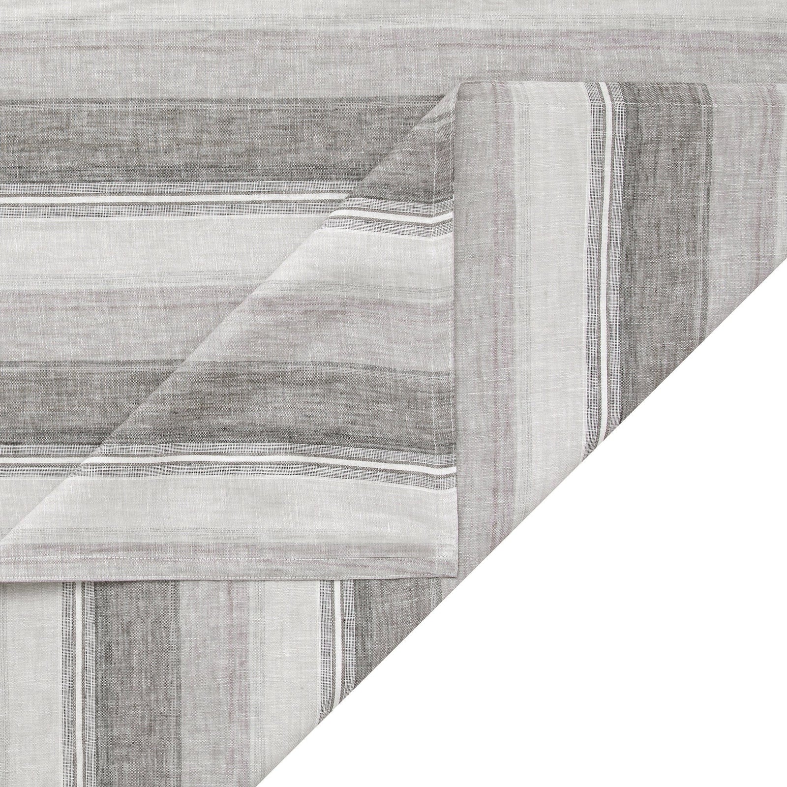 100% French Flax Linen Variegated Stripe Duvet Cover Set - Charcoal Duvet Cover