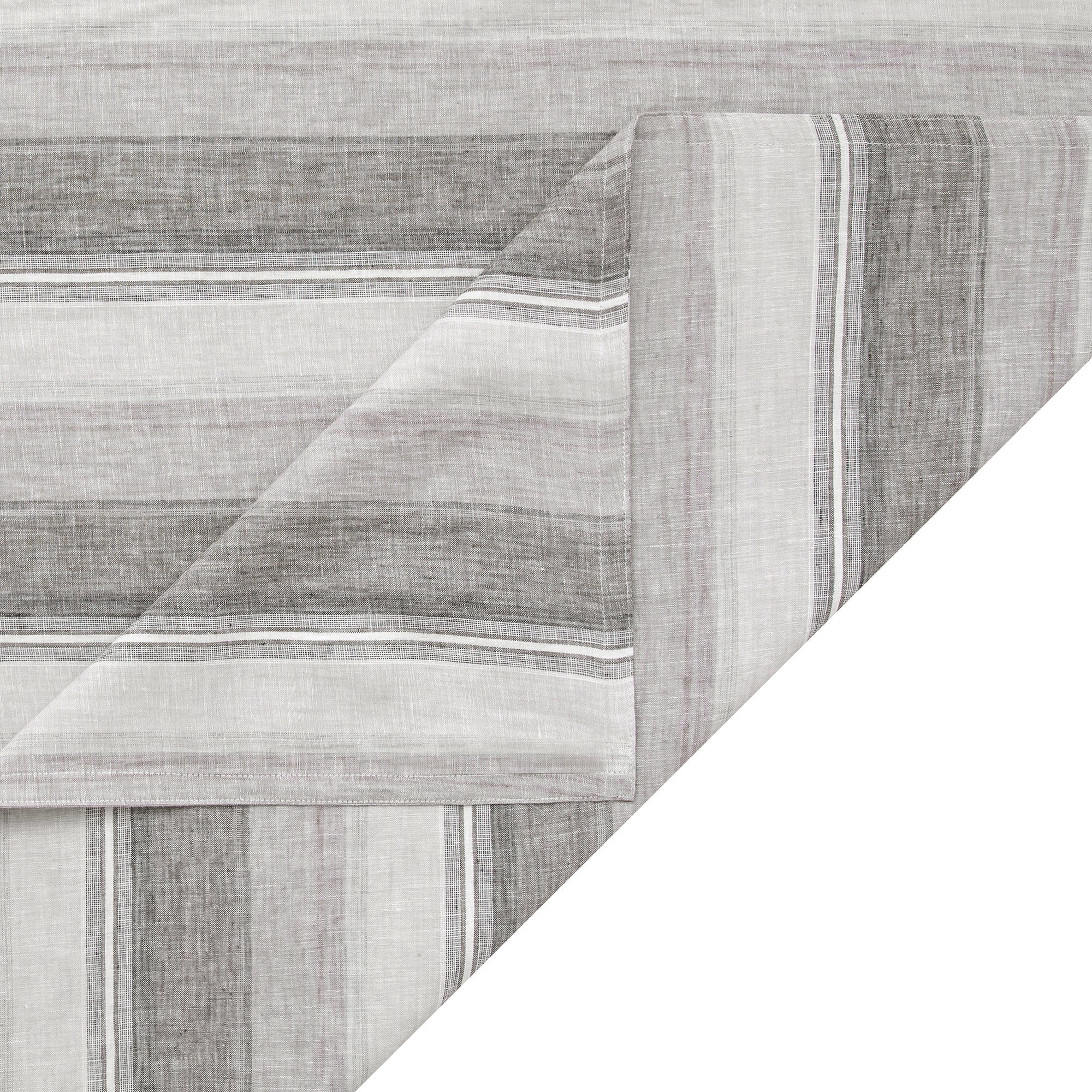 100% French Flax Linen Variegated Stripe Duvet Cover Set - Charcoal Duvet Cover