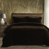 Stella Faux Silk Velvet Duvet Cover Set Full/Queen / Espresso Duvet Cover
