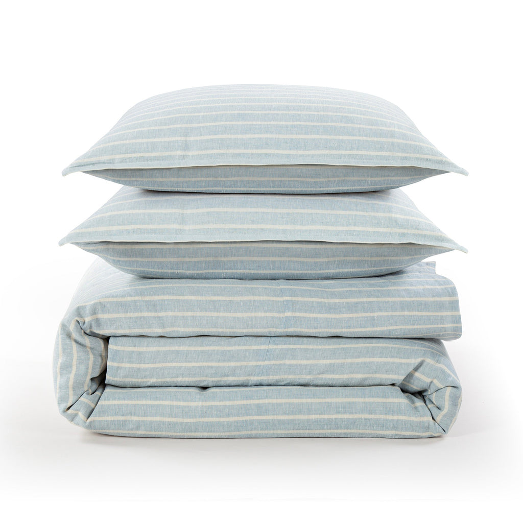 Larkspur 100% Slub Linen Prairie Stripe Duvet Cover Set Duvet Cover