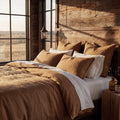 100% French Flax Linen Duvet Cover Set Queen / Adobe Duvet Cover