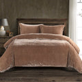Stella Faux Silk Velvet Duvet Cover Set Queen / Dusty Rose Duvet Cover