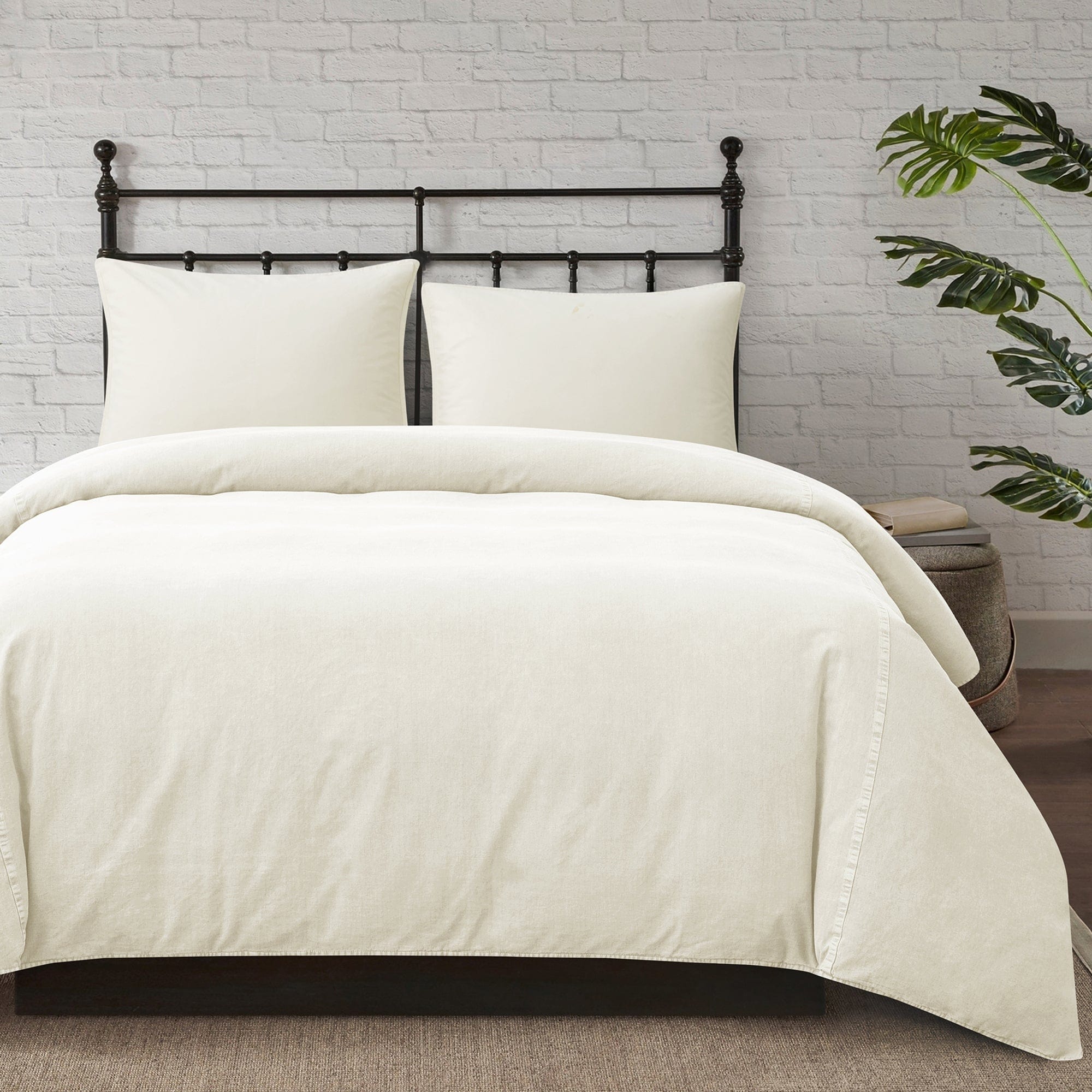 Stonewashed Cotton Canvas Duvet Cover Set Duvet Cover