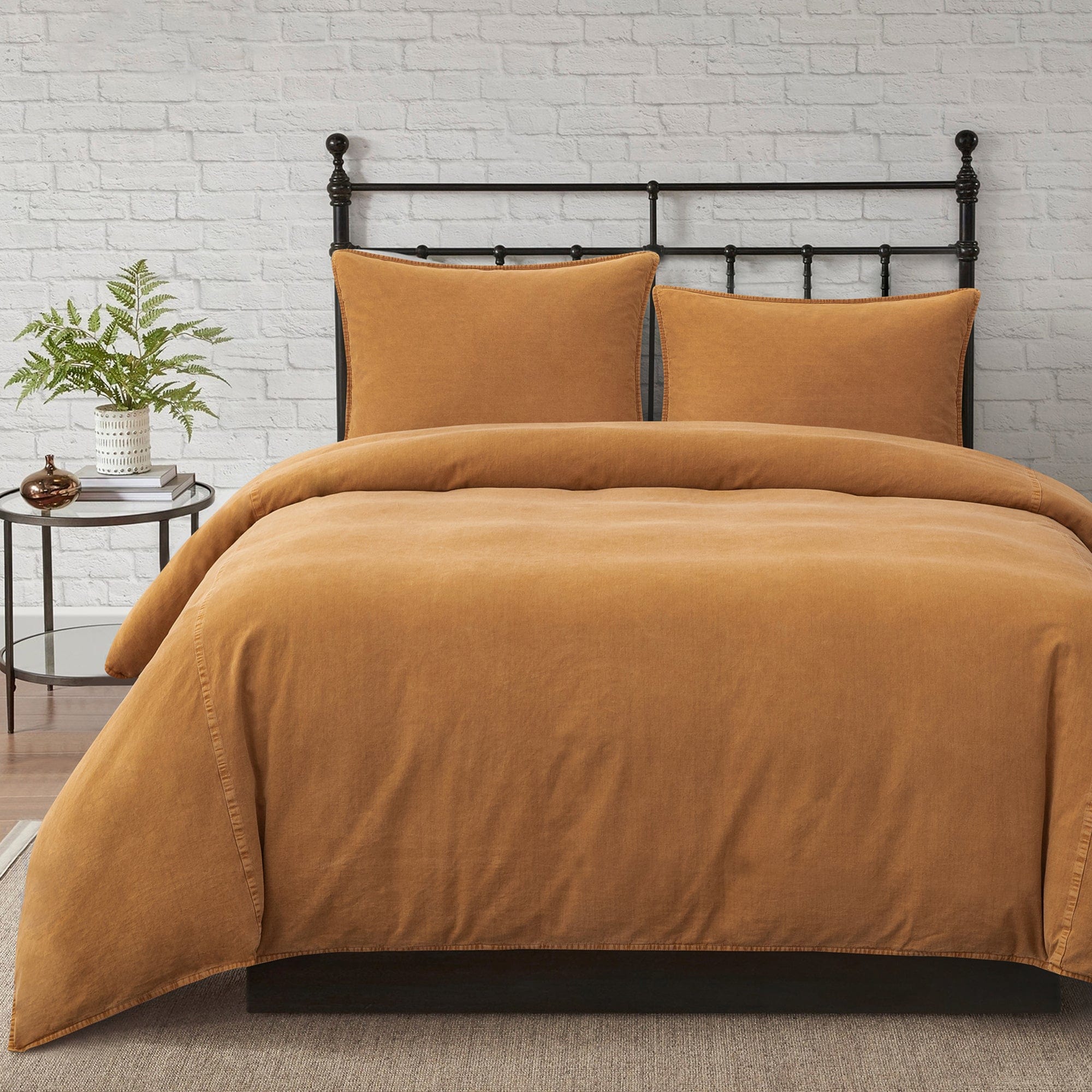 Stonewashed Cotton Canvas Duvet Cover Set Duvet Cover