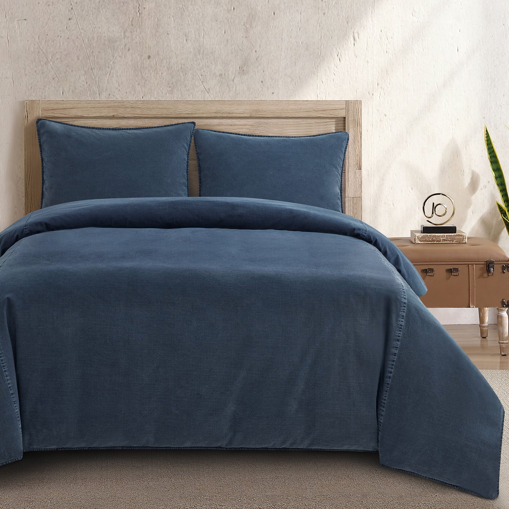 Stonewashed Cotton Canvas Duvet Cover Set Twin / Denim Duvet Cover