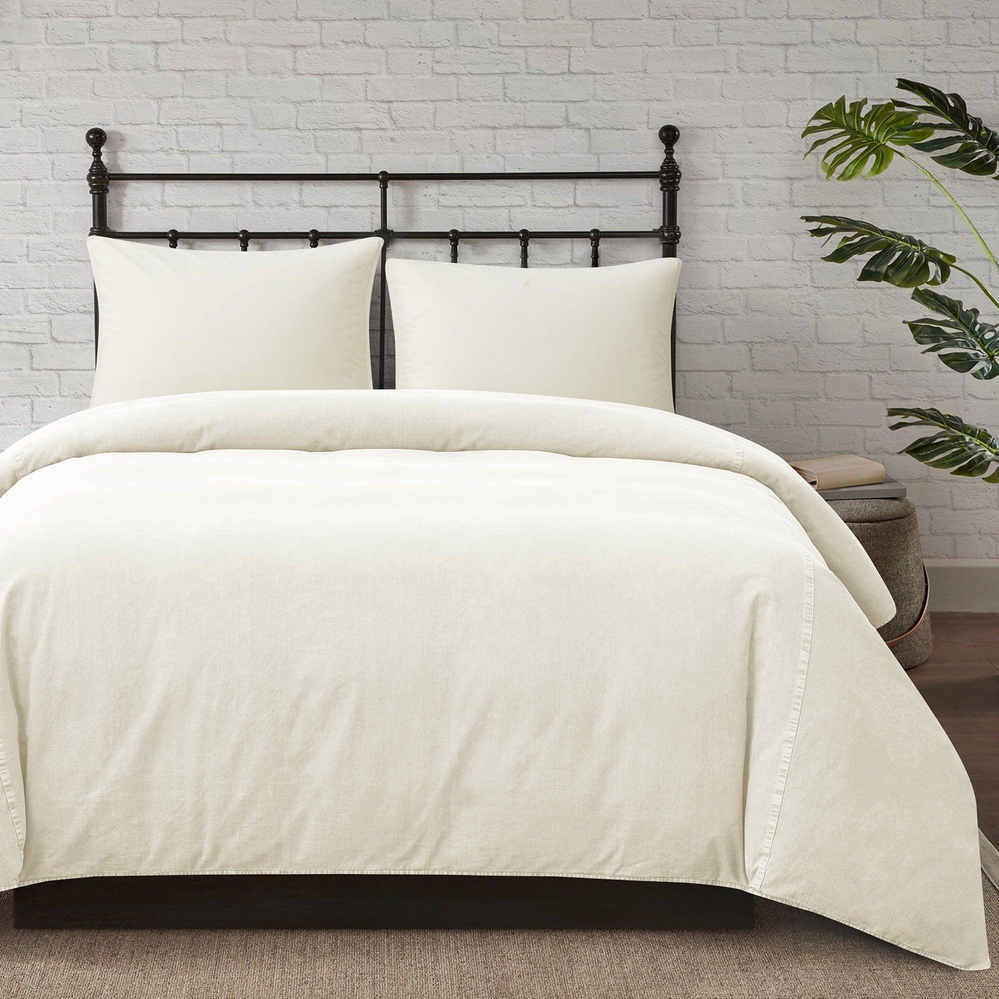 Stonewashed Cotton Canvas Duvet Cover Set Twin / Natural Duvet Cover