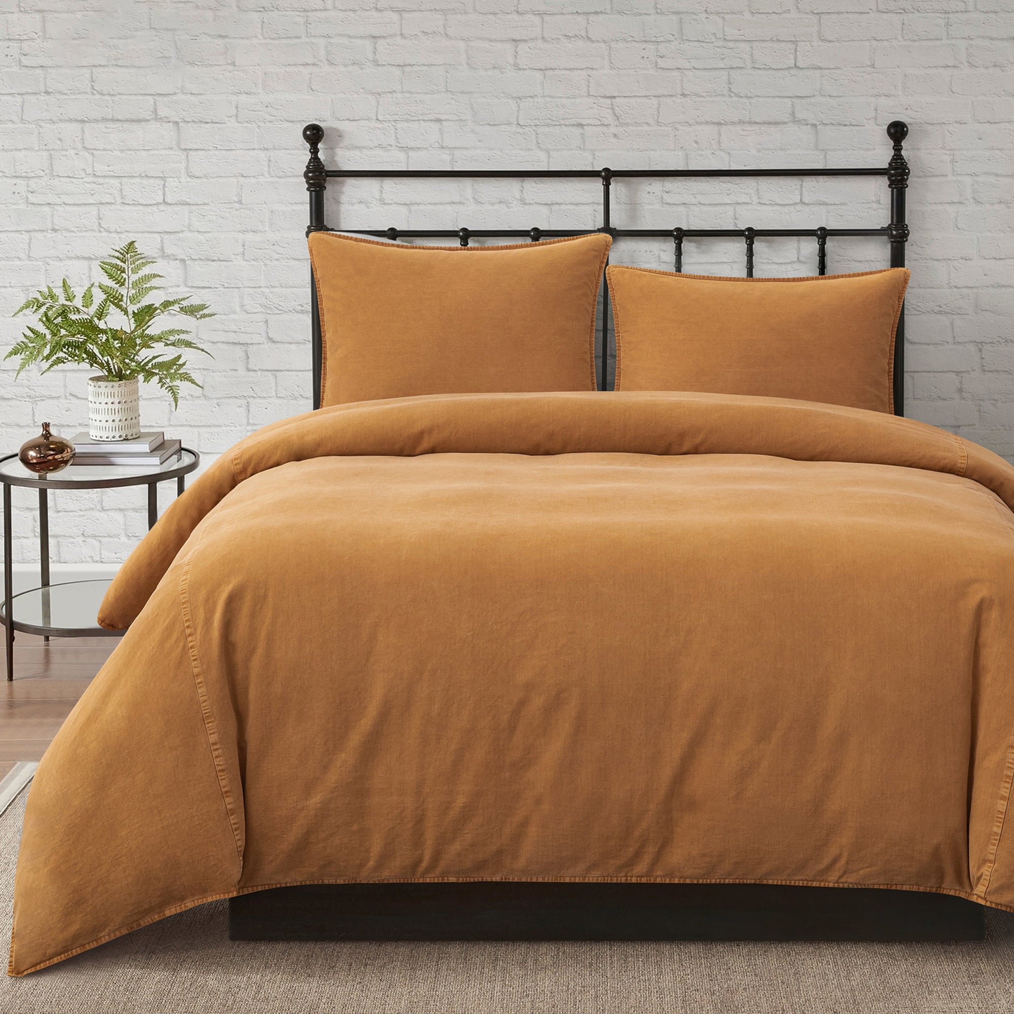 Stonewashed Cotton Canvas Duvet Cover Set Twin / Terracotta Duvet Cover