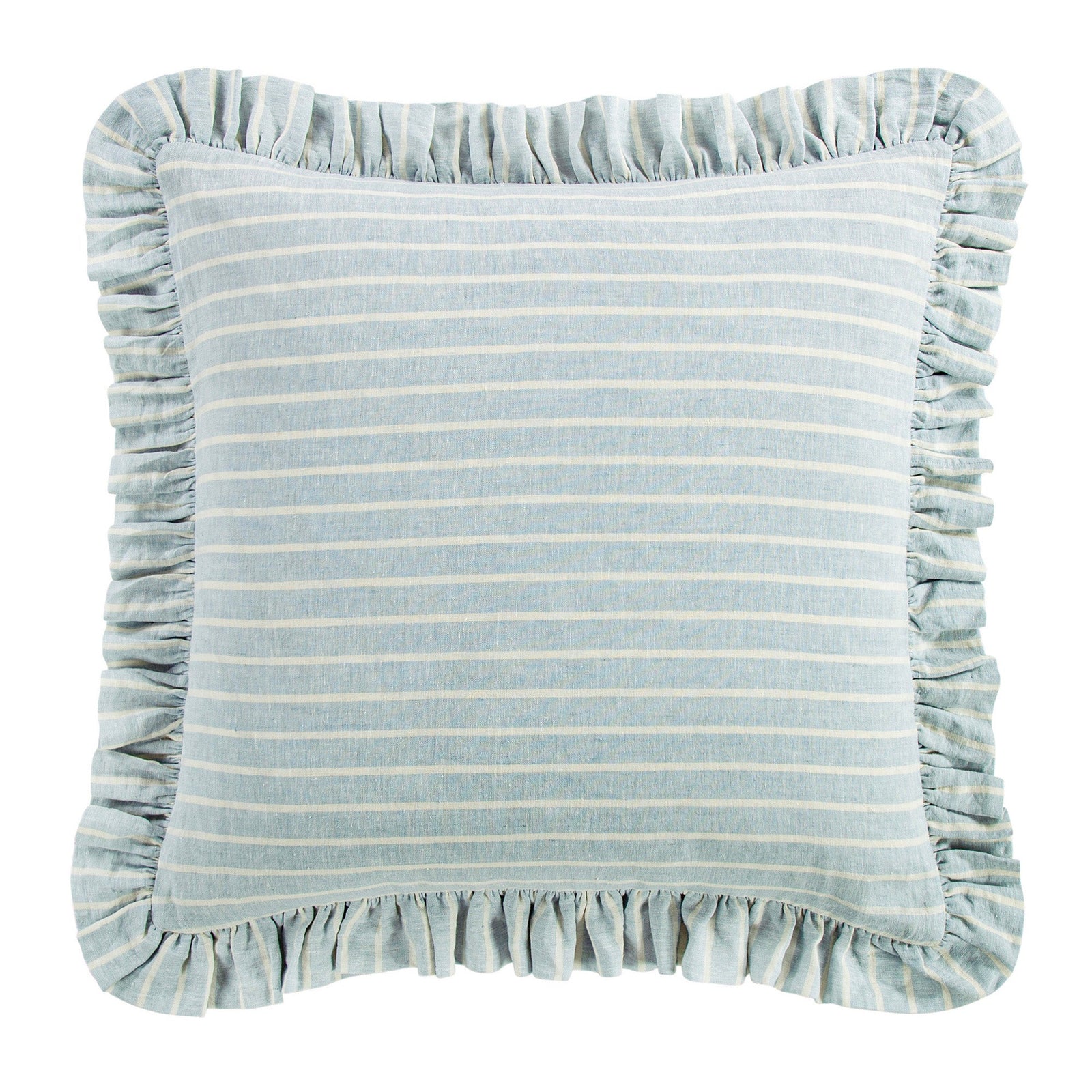 Larkspur 100% Linen Prairie Stripe Ruffled Euro Sham Euro Sham