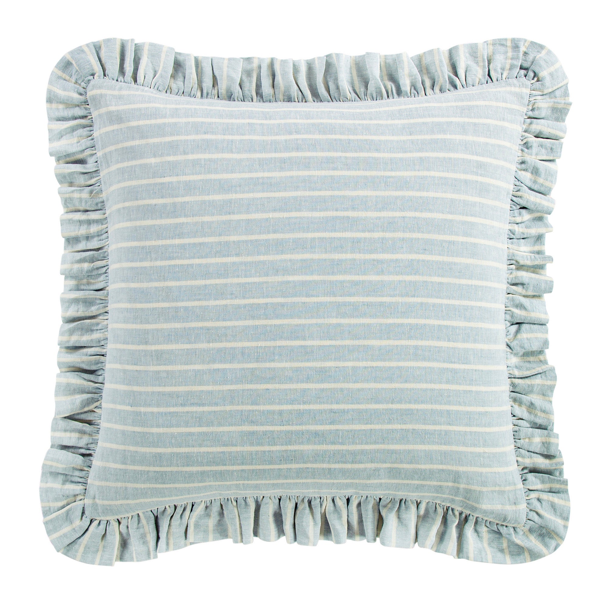 Larkspur 100% Linen Prairie Stripe Ruffled Euro Sham Euro Sham