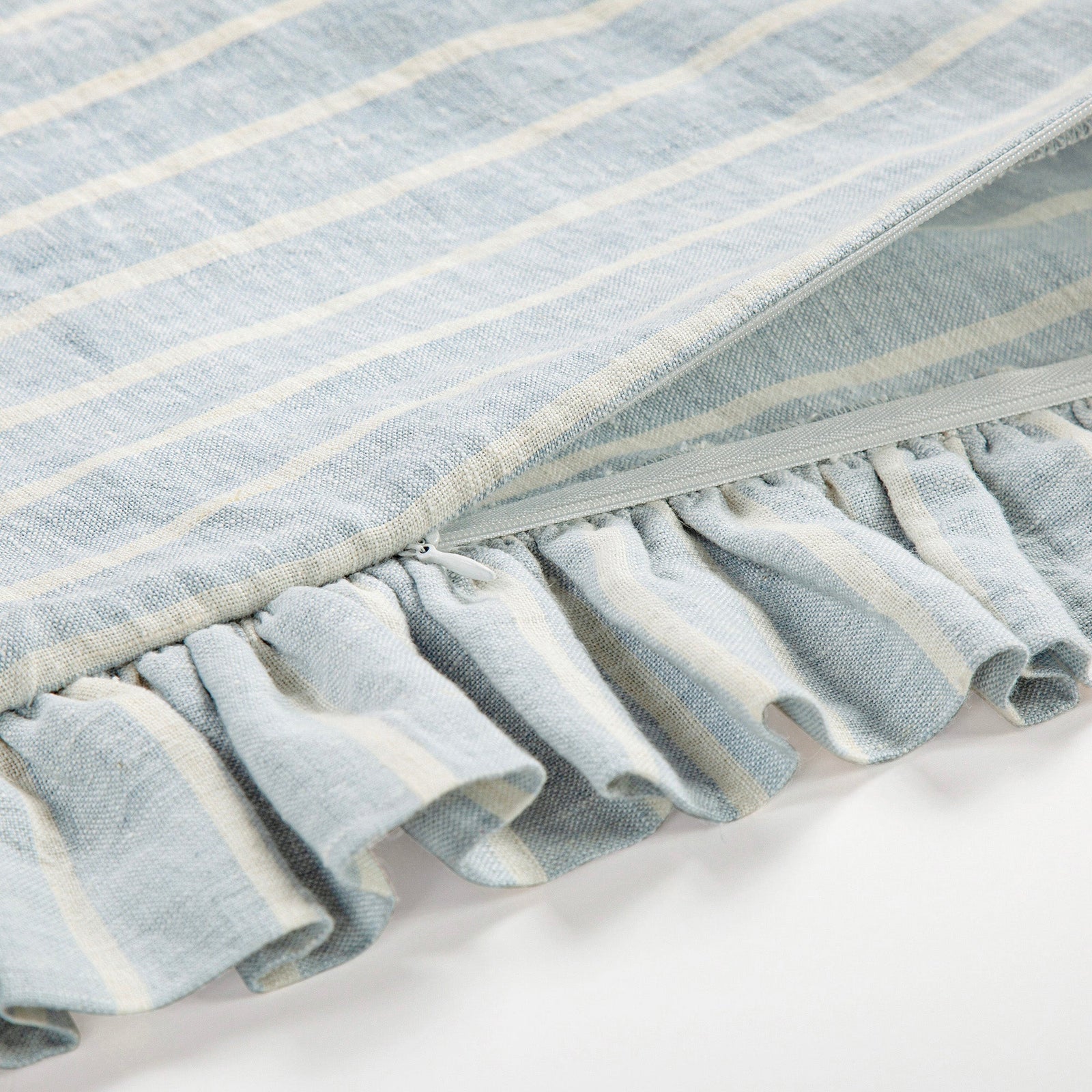 Larkspur 100% Linen Prairie Stripe Ruffled Euro Sham Euro Sham
