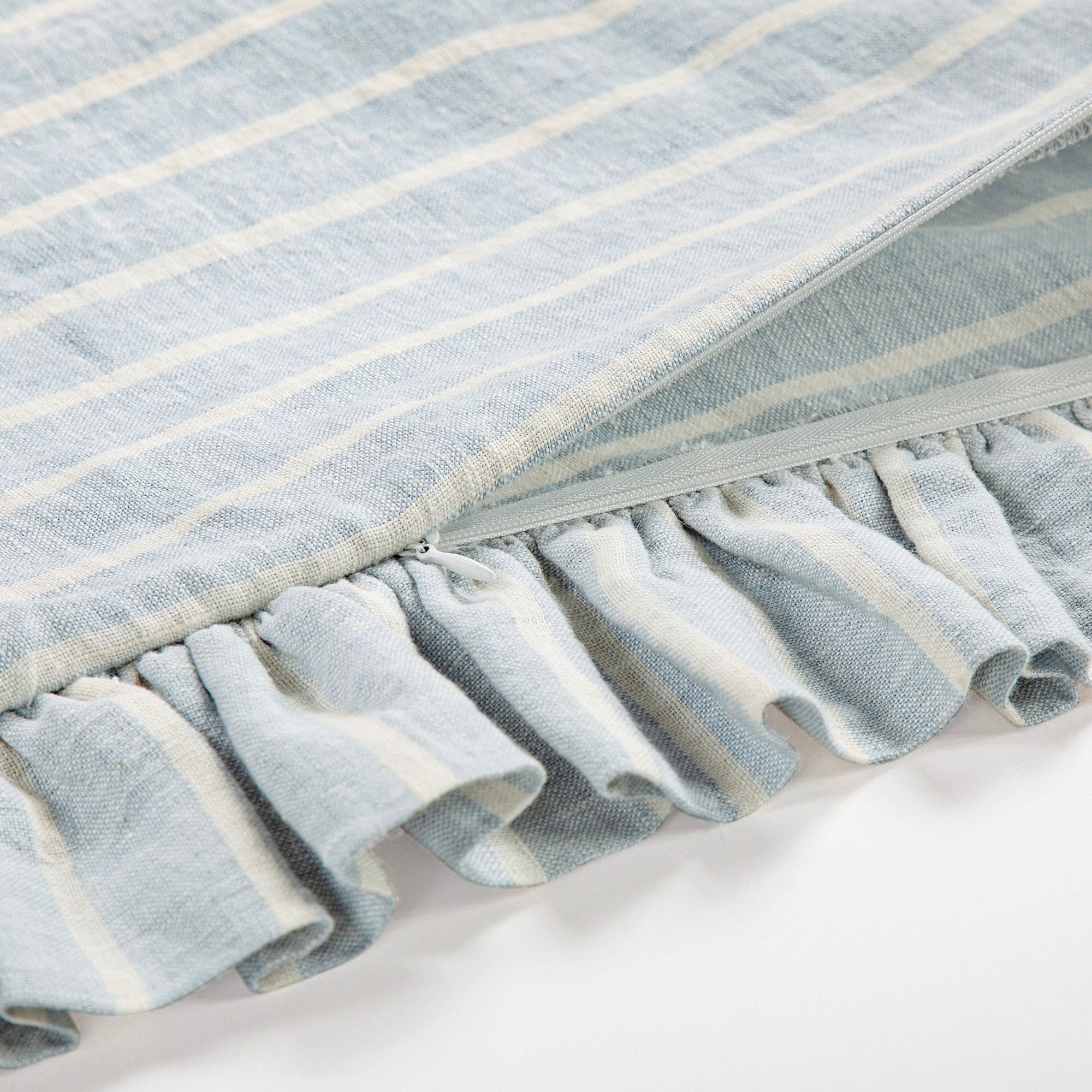 Larkspur 100% Linen Prairie Stripe Ruffled Euro Sham Euro Sham