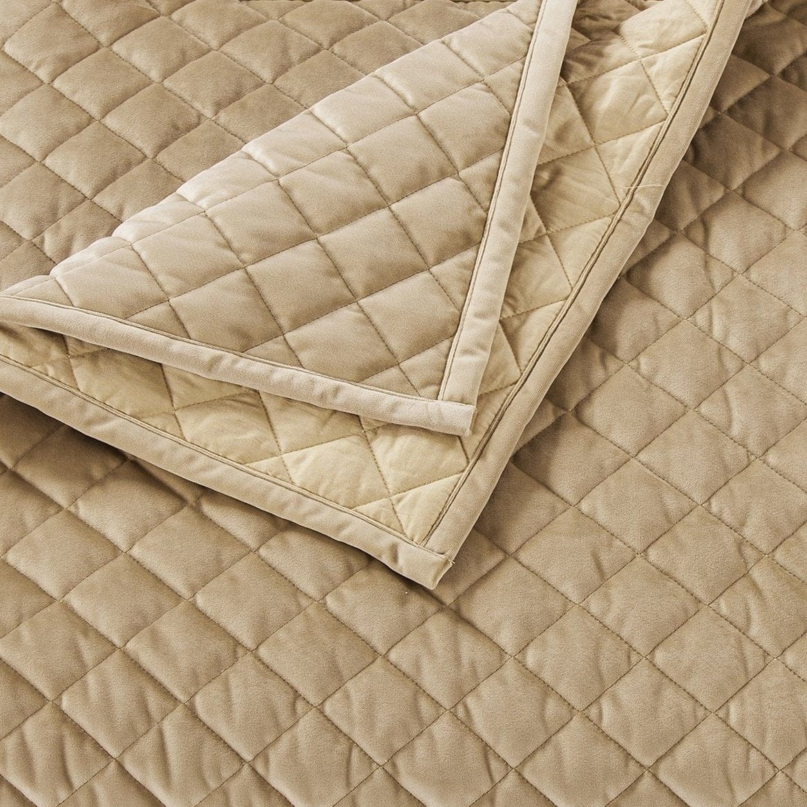Oatmeal Velvet Diamond quilted fabric