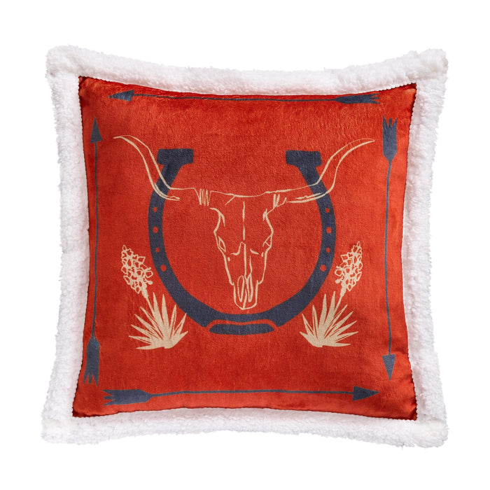 Marfa Campfire Sherpa Pillow, 6 MOQ Horseshoe