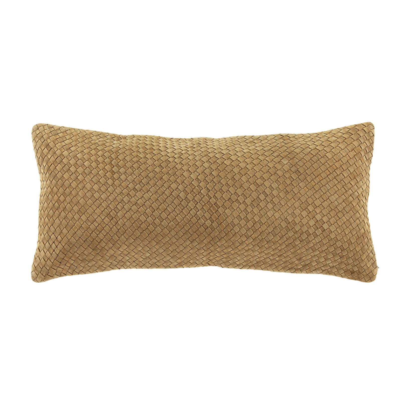 Woven Suede Lumbar Pillow Butterscotch Leather Pillow