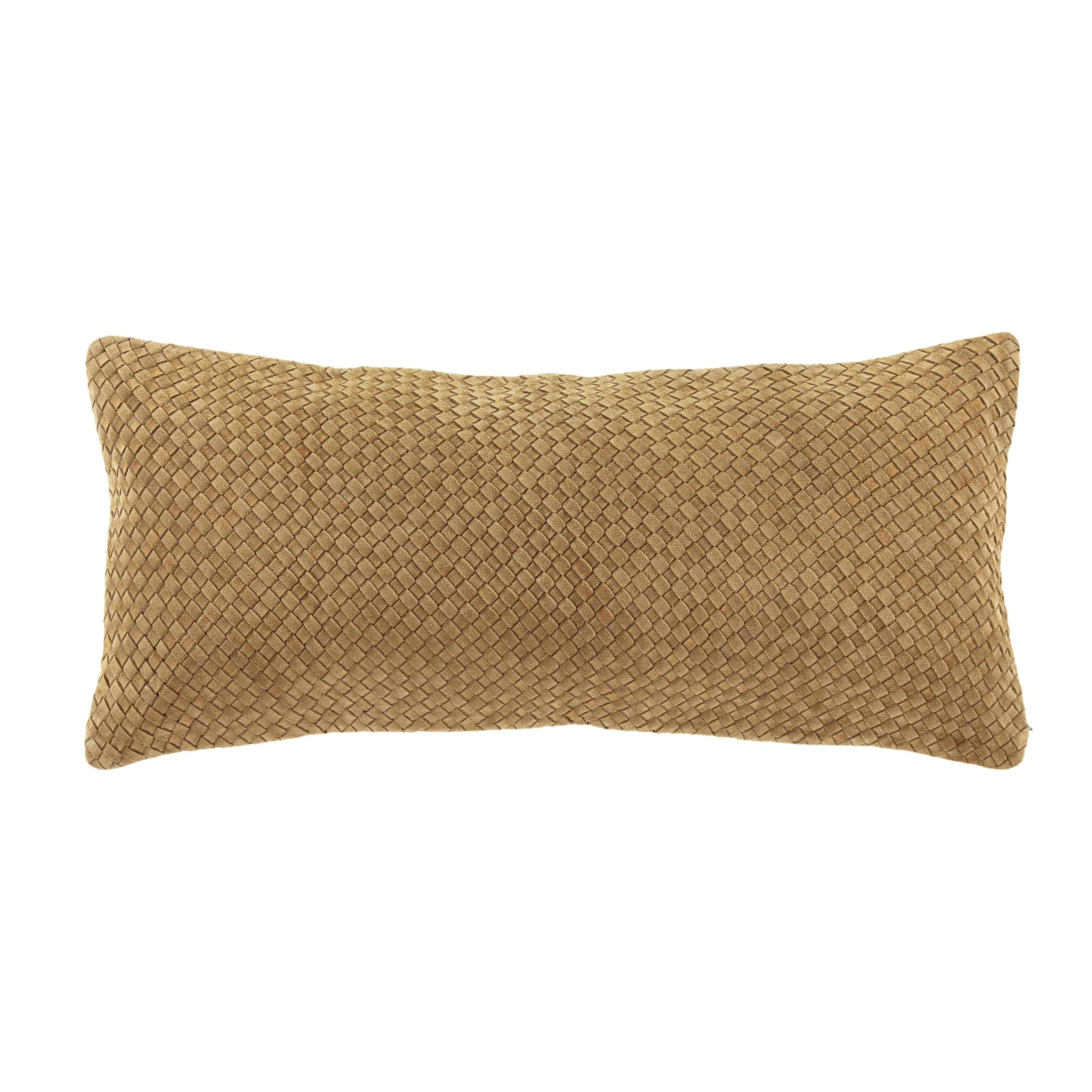 Woven Suede Lumbar Pillow Butterscotch Leather Pillow