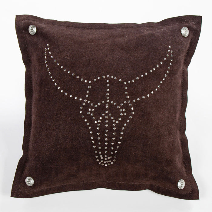 Flanged Studded Cowskull Leather Pillow Leather Pillow