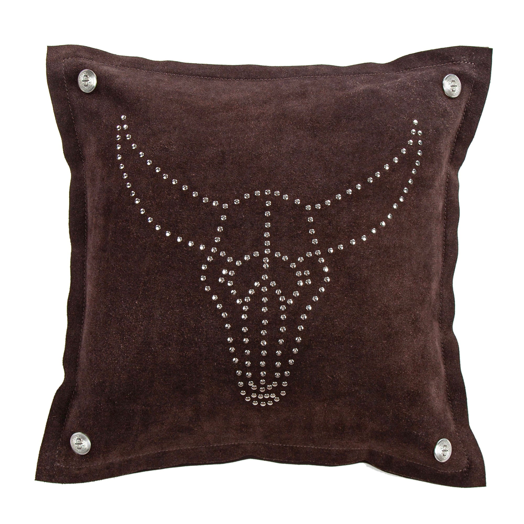 Flanged Studded Cowskull Leather Pillow Leather Pillow