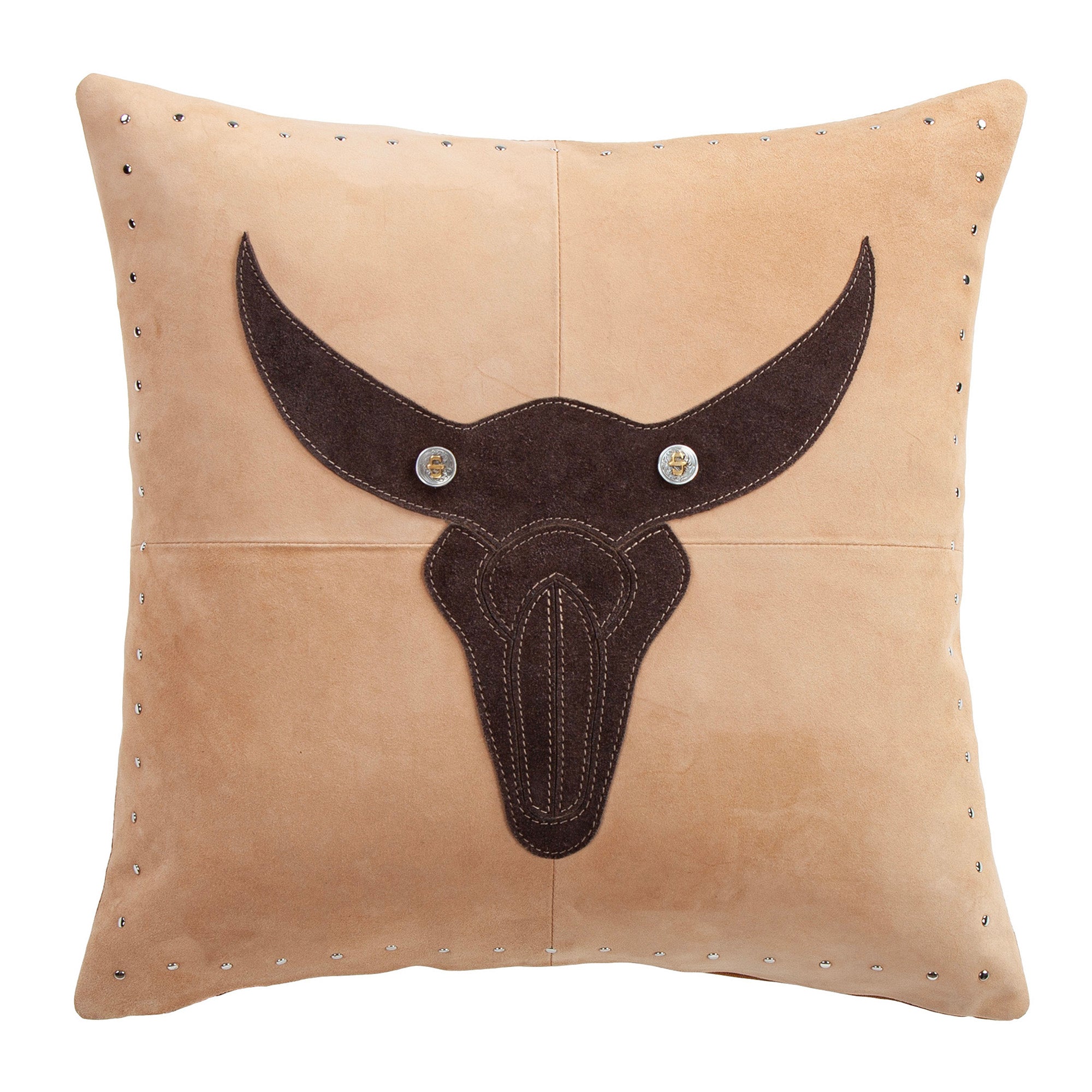 Rustic Longhorn Leather Pillow Leather Pillow