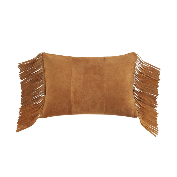 Western Suede Fringed Lumbar Pillow Leather Pillow