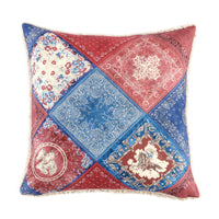 Patchwork Bandana Teddy-Backed Pillow