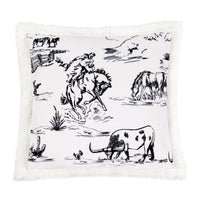 Ranch Life Western Toile Campfire Sherpa Pillow Black Pillow