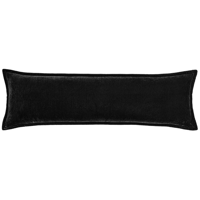 Stella Faux Silk Velvet Long Lumbar Pillow Black Pillow