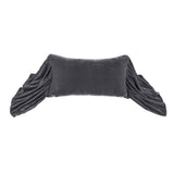 Stella Faux Silk Velvet Long Ruffled Pillow Dark Slate Pillow