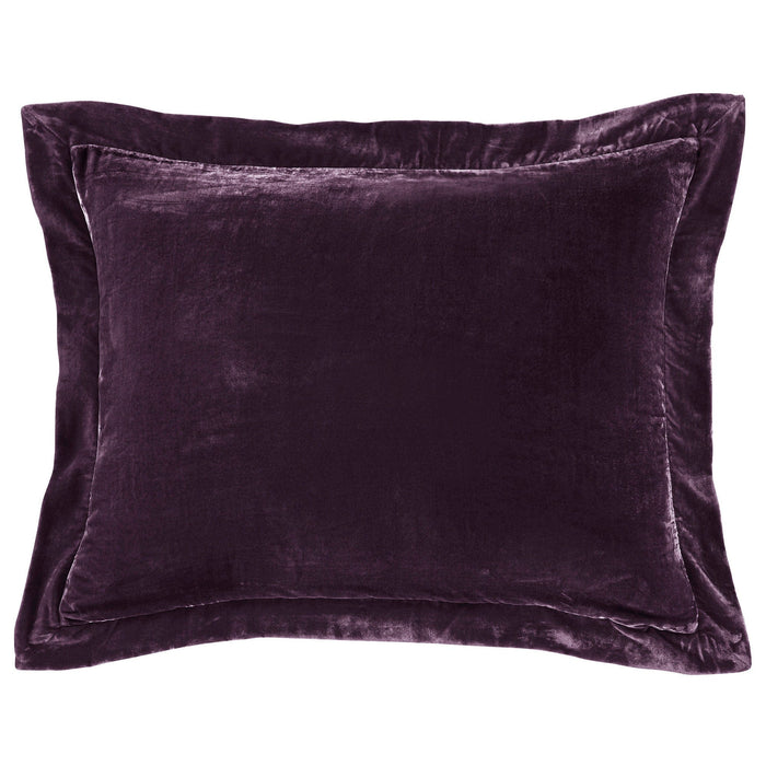 Stella Faux Silk Velvet Flanged Dutch Euro Pillow Dark Violet Pillow