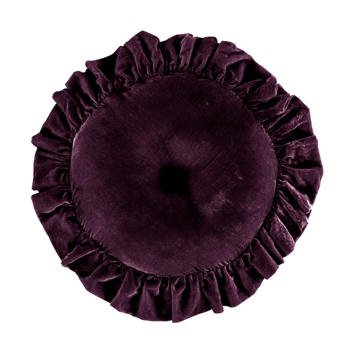 Stella Faux Silk Velvet Round Pillow Dark Violet Pillow