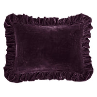 Stella Faux Silk Velvet Ruffled Dutch Euro Pillow Dark Violet Pillow