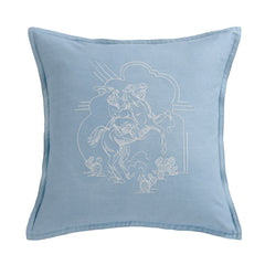 Desert Bronc Rider Denim Embroidery Pillow Pillow