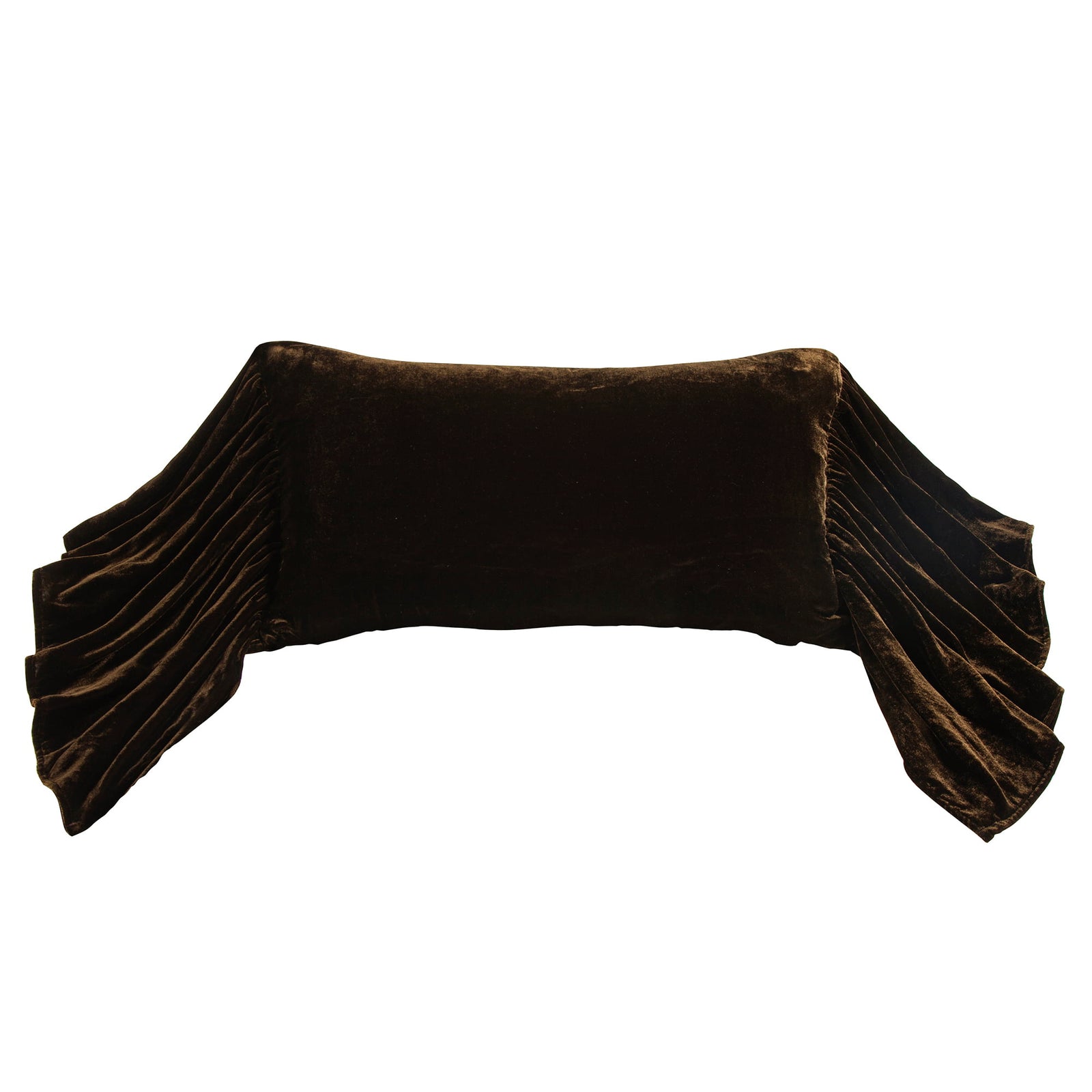 Stella Faux Silk Velvet Long Ruffled Pillow Espresso Pillow