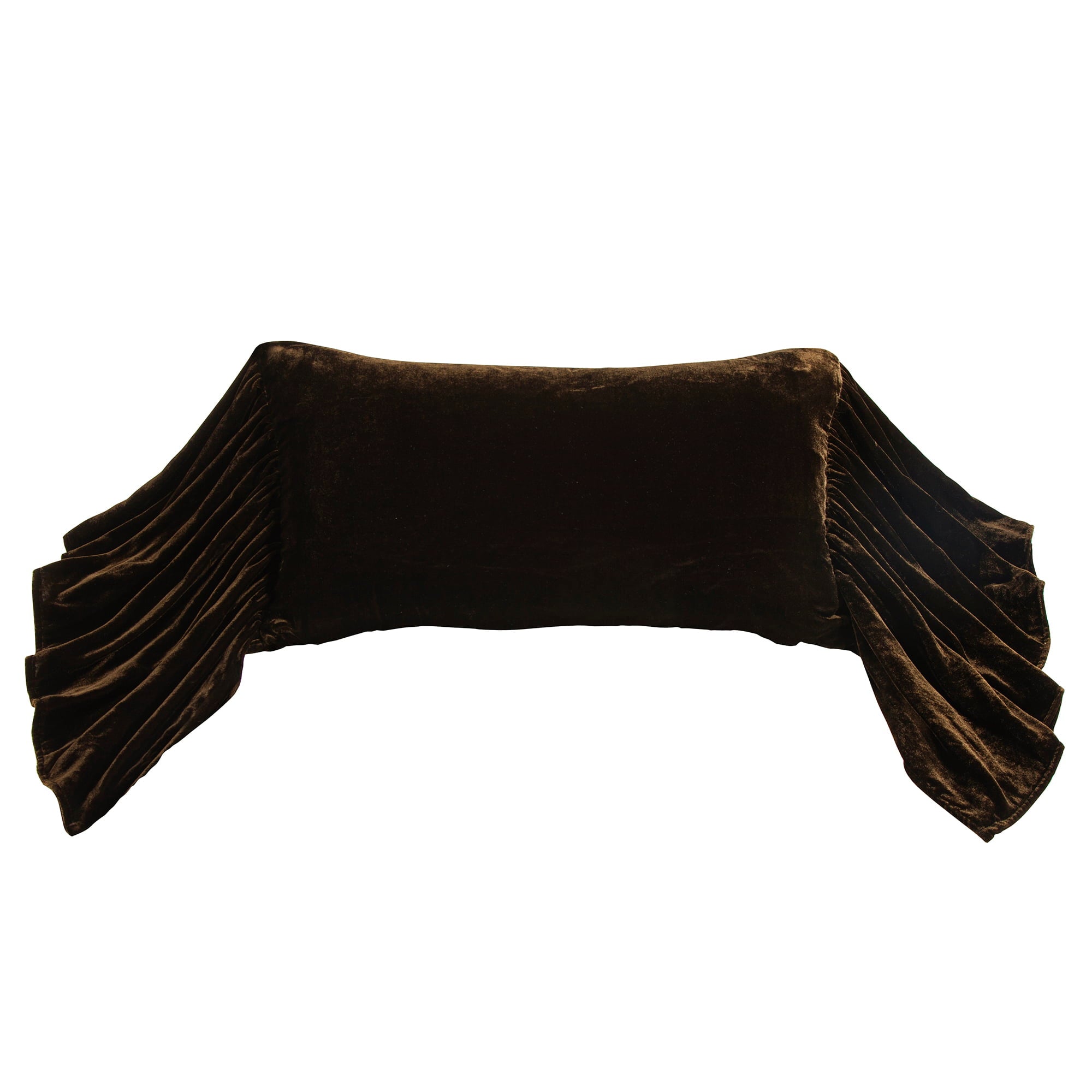 Stella Faux Silk Velvet Long Ruffled Pillow Espresso Pillow