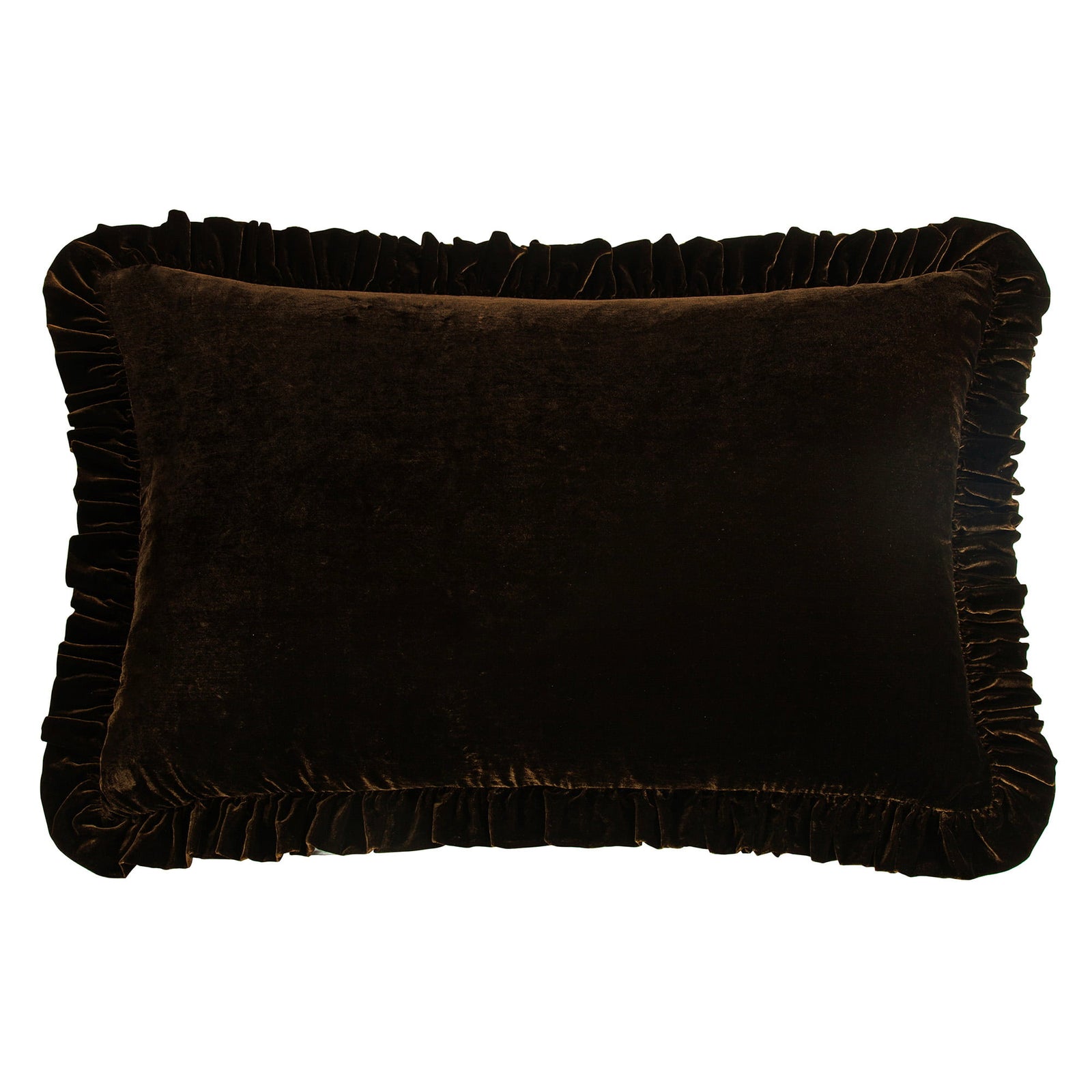 Stella Faux Silk Velvet Ruffled Dutch Euro Pillow Espresso Pillow