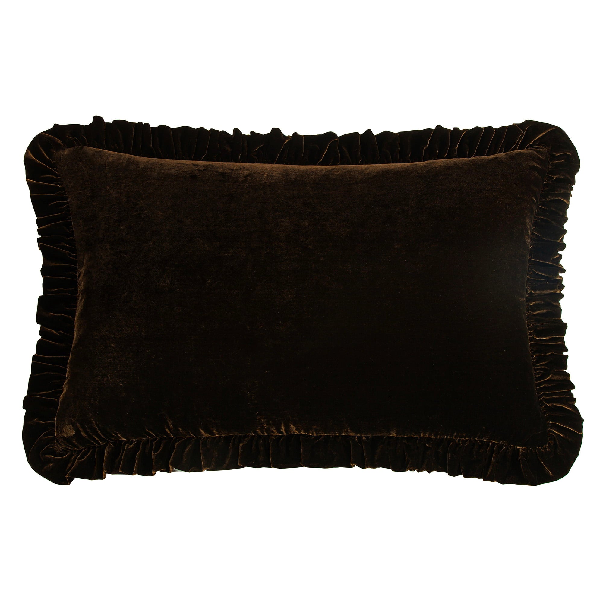 Stella Faux Silk Velvet Ruffled Dutch Euro Pillow Espresso Pillow