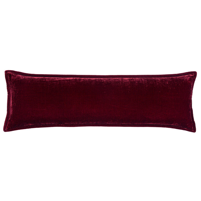 Stella Faux Silk Velvet Long Lumbar Pillow Garnet Red Pillow