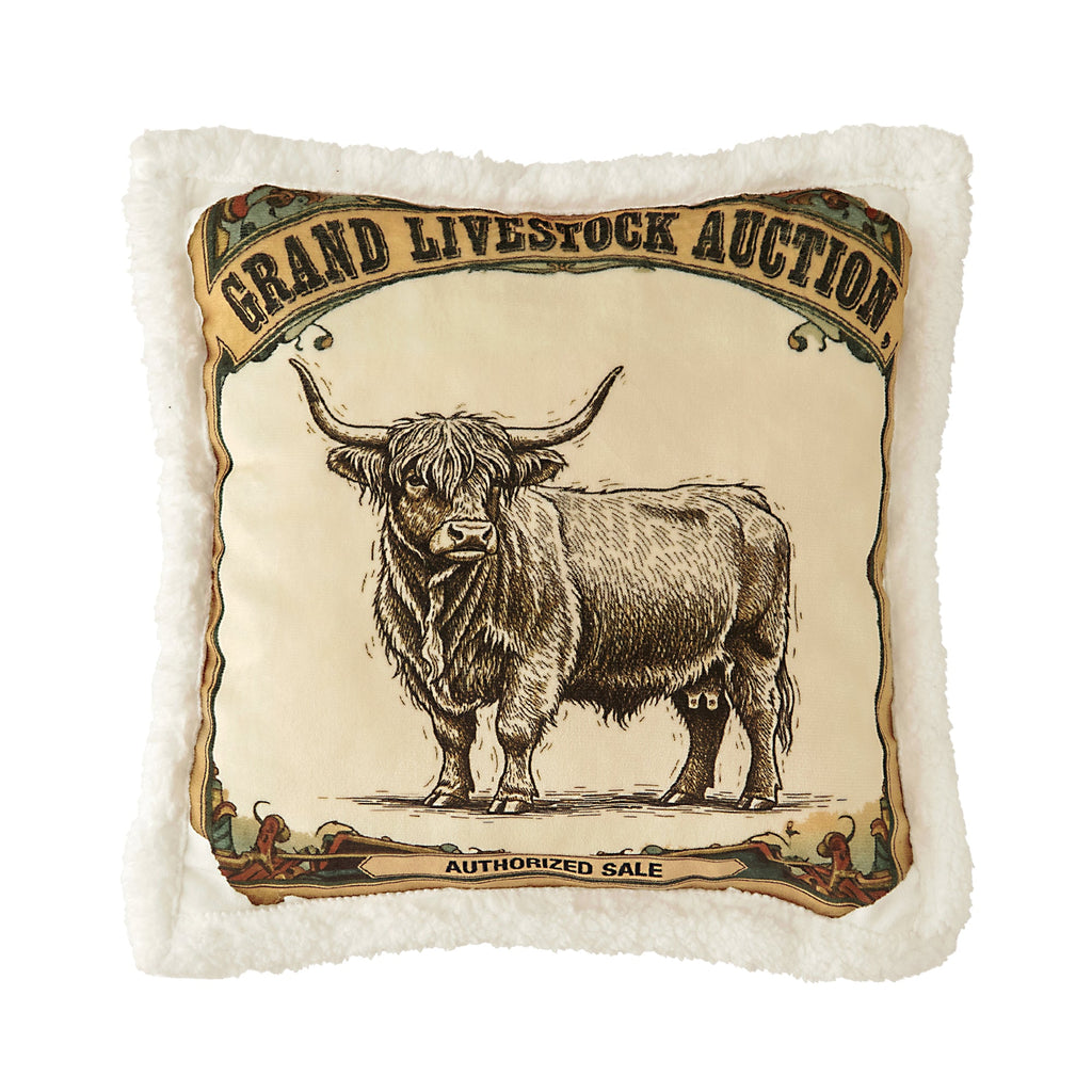 Highland Cow Campfire Sherpa Pillow Pillow