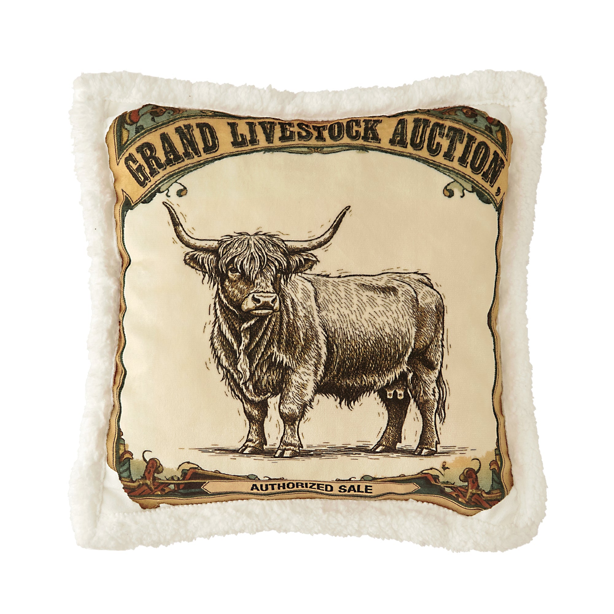 Highland Cow Campfire Sherpa Pillow Pillow