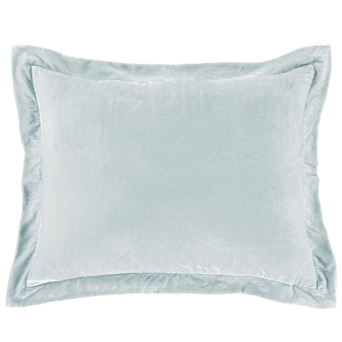 Stella Faux Silk Velvet Flanged Dutch Euro Pillow Icy Blue Pillow