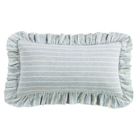 Larkspur 100% Slub Linen Prairie Stripe Ruffled Lumbar Pillow Pillow