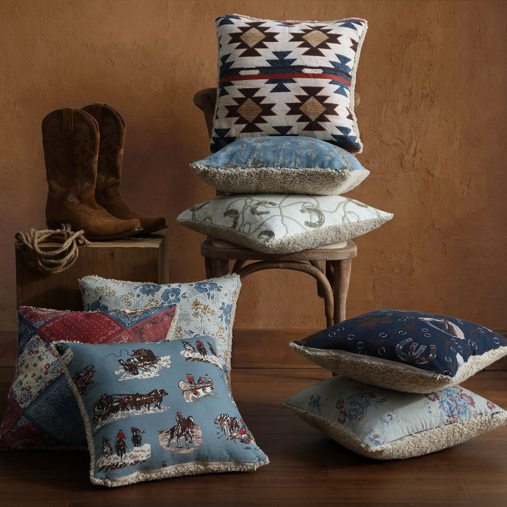 Lee Western Washed Denim Teddy-Backed Pillow Pillow