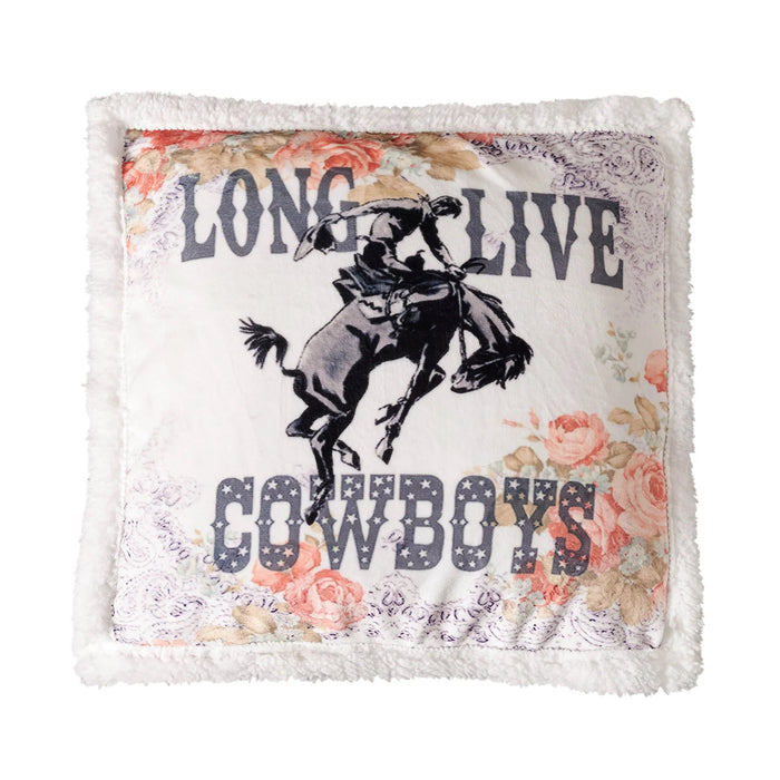 Long Live Cowboys Campfire Sherpa Pillow Pillow