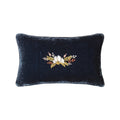 Stella Western Floral Embroidered Silk Velvet Lumbar Pillow Midnight Blue Pillow
