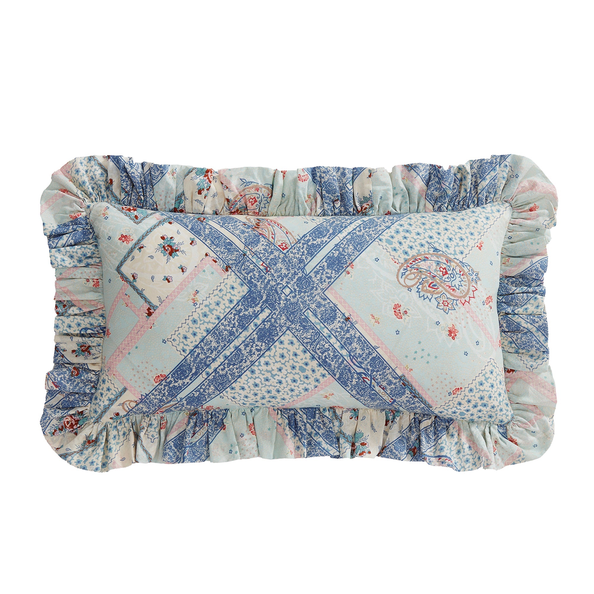 Mirabelle Patchwork Prairie Ruffled Lumbar Pillow Pillow