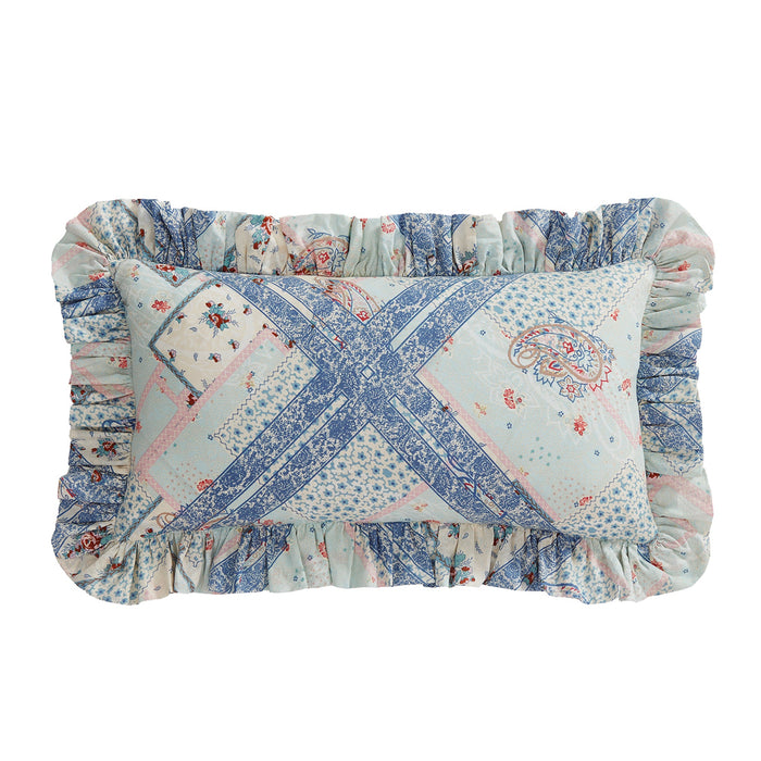 Mirabelle Patchwork Prairie Ruffled Lumbar Pillow Pillow